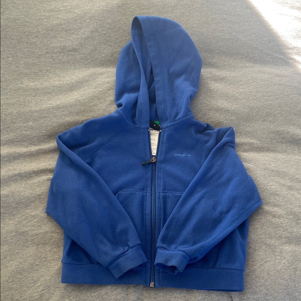 Patagonia Kids Blue Zipped Fleece Hoodie Size XXS (3-4)